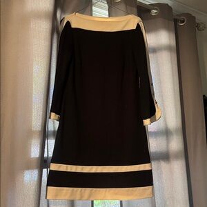 Donna Morgan Black Dress with Cream Accents